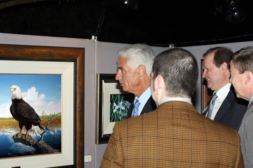 Florida Governor Charlie Crist meets with Artist Peter G in person and views his Florida Wildlife Art Exhibit 