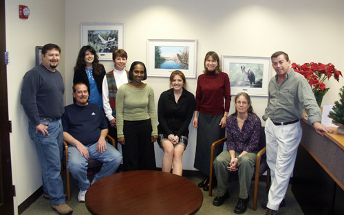The staff of the National Wildlife Federation's southeast regional offices in Atlanta, Georgia with artist Peter R. Gerbert. 